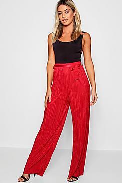 Boohoo Petite Pleated Wide Leg Trouser