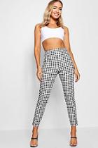 Boohoo Crepe Gingham Split Hem Skinny Trouser