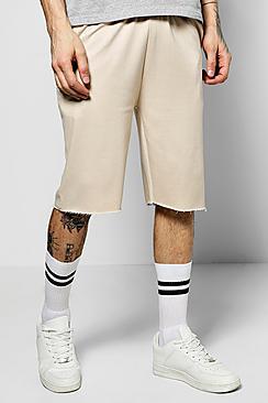 Boohoo Mid Length Raw Edge Jersey Shorts