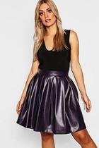 Boohoo Plus Leather Look Box Pleat Skater Skirt