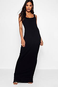 Boohoo Bea Square Neck Basic Jersey Maxi Dress