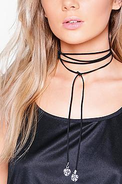 Boohoo Erin Filigree Tie End Skinny Choker