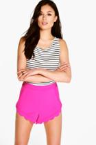 Boohoo Lucy Scalloped Trim Shorts Pink