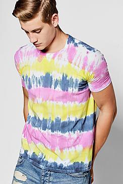 Boohoo Multi Line Tie Dye T Shirt