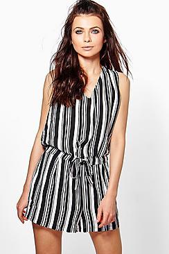 Boohoo Lily Drape Wrap Front Playsuit