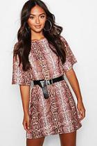 Boohoo Petite Snake Print Oversized T-shirt Dress