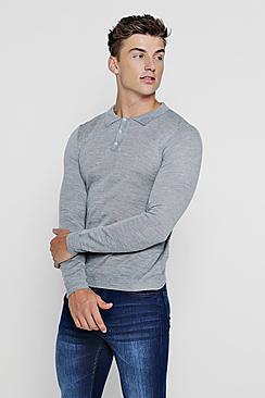Boohoo Regular Long Sleeve Knitted Polo
