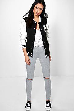 Boohoo Nala Split Knee Basic Viscose Leggings