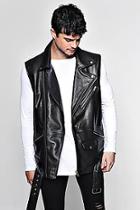 Boohoo Real Leather Tassel Sleeveless Biker Jacket