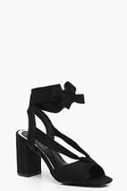 Boohoo Kayla Wide Fit Peeptoe Wrap Heels