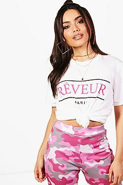 Boohoo Hailey Reveur Paris Slogan Tee
