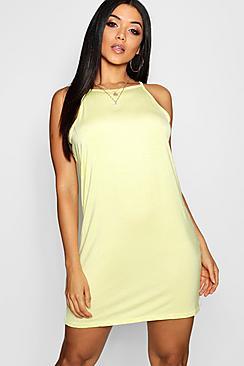 Boohoo High Neck Plain Shift Dress