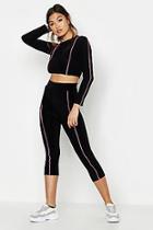 Boohoo Fit Contrast Piping Long Sleeve Gym Top