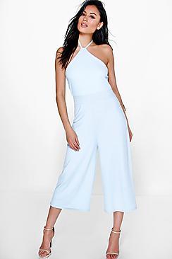 Boohoo Julie Halter Neck Culotte Jumpsuit