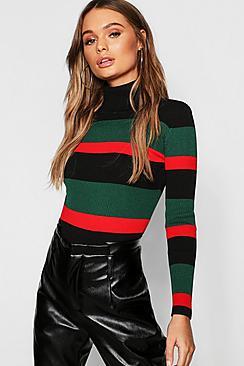 Boohoo Colour Block Roll Neck Sweater