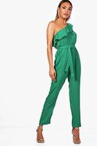 Boohoo Chiffon One Shoulder Jumpsuit