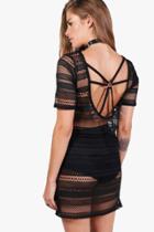 Boohoo Este Festival Caged Back Shift Dress Black