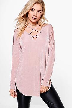 Boohoo Suzanne Slinky Strappy Neck Top