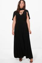 Boohoo Plus Georgina Cape Wrap Front Maxi Dress Black