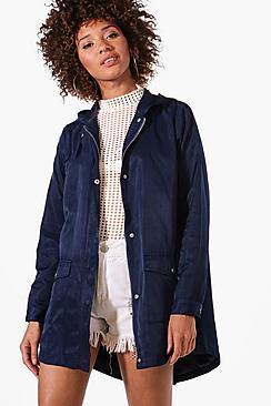 Boohoo Megan Dip Hem Hooded Parka