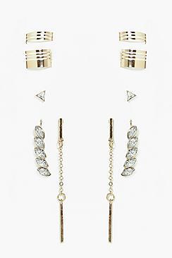 Boohoo Lydia Mixed Ear Cuff Set