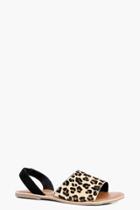 Boohoo Heidi Leather Hair Two Part Peeptoe Sandal Leopard