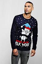 Boohoo Elf You Knitted Christmas Jumper
