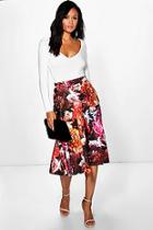 Boohoo Dalia Autumn Floral Full Midi Skirt