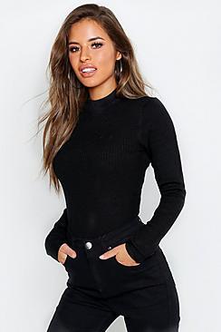 Boohoo Petite Ribbed Knitted High Neck Jumper
