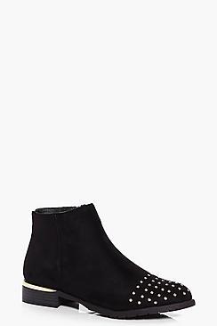 Boohoo Rose Gold Trim Chelsea Boot