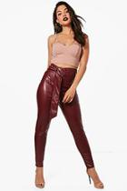 Boohoo Aria Leather Look O Ring Slim Fit Trousers