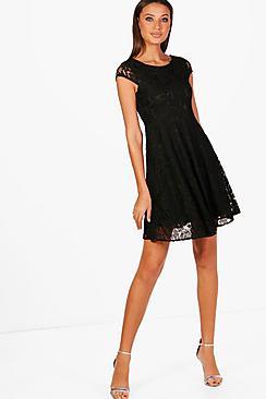 Boohoo Tall Holly Lace Skater Dress