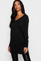 Boohoo Tall Long Sleeve V Neck Rib T-shirt