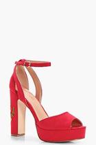 Boohoo Ola Floral Embroidered Platform Heels