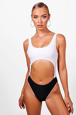 Boohoo Vietnam Colour Block Cut Out Swimsuit