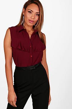 Boohoo Rosie Ruffle Sleeveless Blouse