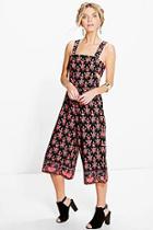 Boohoo Lola Border Print Culotte Jumpsuit