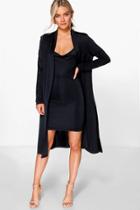 Boohoo Darla Slinky Cowl Neck Dress & Duster Co-ord Set Black