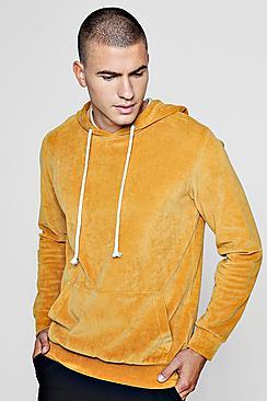 Boohoo Gold Velour Hoodie