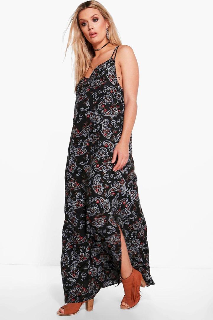 Boohoo Plus Amy Paisley Maxi Dress Multi