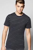 Boohoo Navy Stripe Muscle Fit T Shirt Navy