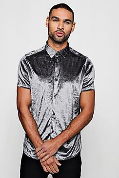 Boohoo Short Sleeve Velour Shirt