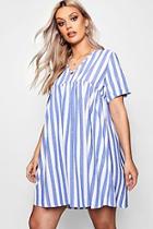 Boohoo Plus Lydia Striped Smock Dress