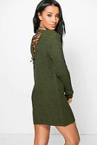 Boohoo Frances Lace Up Back Jumper Dress