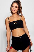 Boohoo Petite Anna Rainbow Embroidered Square Neck Crop Top