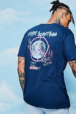 Boohoo Oversized Front And Back Something Graffiti T-shirt