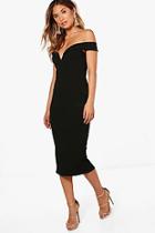 Boohoo Jemima Off The Shoulder Detail Midi Dress