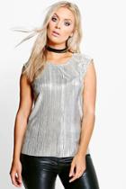 Boohoo Plus Eliza Metallic Shell Top Gold