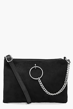 Boohoo Ring & Chain Zip Top Cross Body