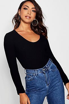 Boohoo Ribbed V-neck Jumper
